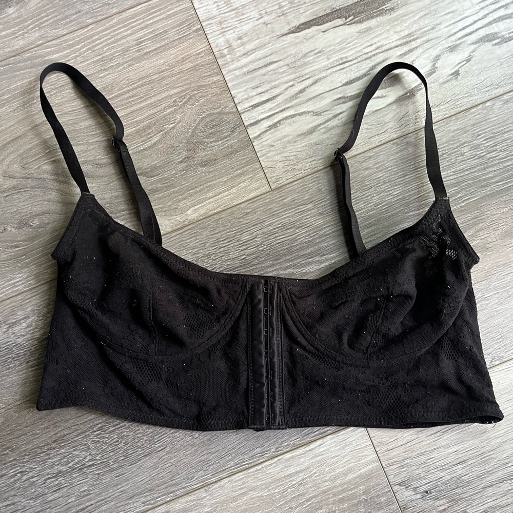 Free People Black Lace Crop Top bustier M
